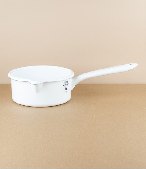 Austrian Enamel Saucepan, White, 0.75 Litre