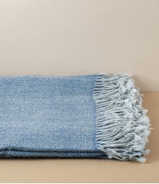 Espina de Pescado Alpaca Throw, Blue & Grey