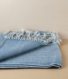 Espina de Pescado Alpaca Throw, Blue & Grey