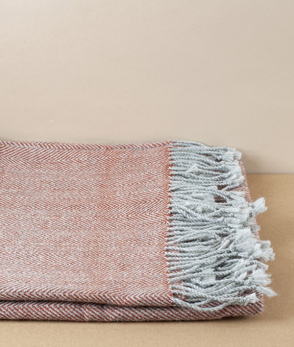 Espina de Pescado alpaca throw, Rust & Grey