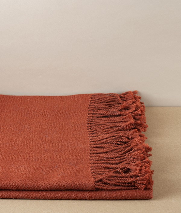 Espina de Pescado Alpaca Throw, Rust