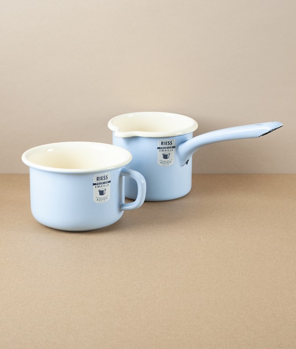 Austrian Enamel Kaffeeschale or Coffee Bowl, Light Blue