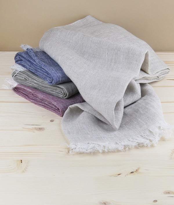 Finnish lightweight linen scarf, Blueberry