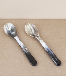 Hand Made Ox-Horn Salad Servers, Small