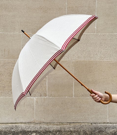 French Linen Fit-up Parasol-Umbrella, Red Trim