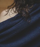 Finnish Linen & Tencel Bath Towel, Blueberry & Black