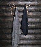 Finnish Linen & Tencel Hand Towel, Blueberry & Black
