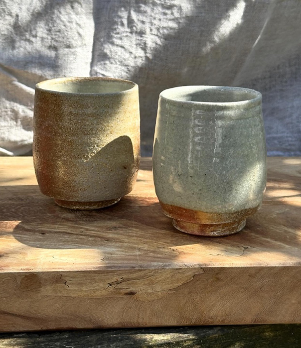 Joseph Bull Wood-Fired Stoneware Yunomi, Half Glaze
