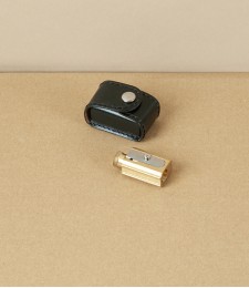 Adjustable Brass Pencil Sharpener with Leather Case