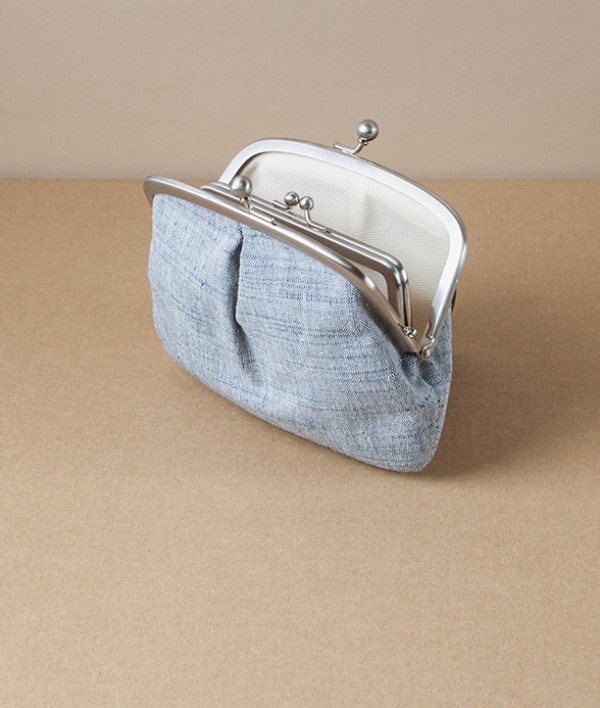 Aizu cotton coin purse, Japan, Dusty blue