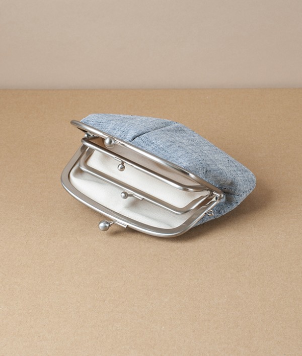 Aizu cotton coin purse, Japan, Dusty blue