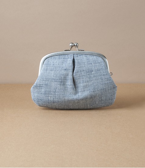 Aizu cotton coin purse, Japan, Dusty blue