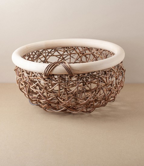 Japanese Akebia Vine & Rattan Basket, Round