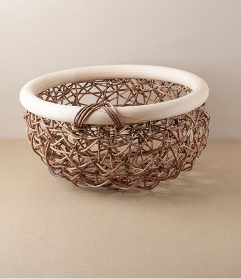 Japanese Akebia Vine & Rattan Basket, Round