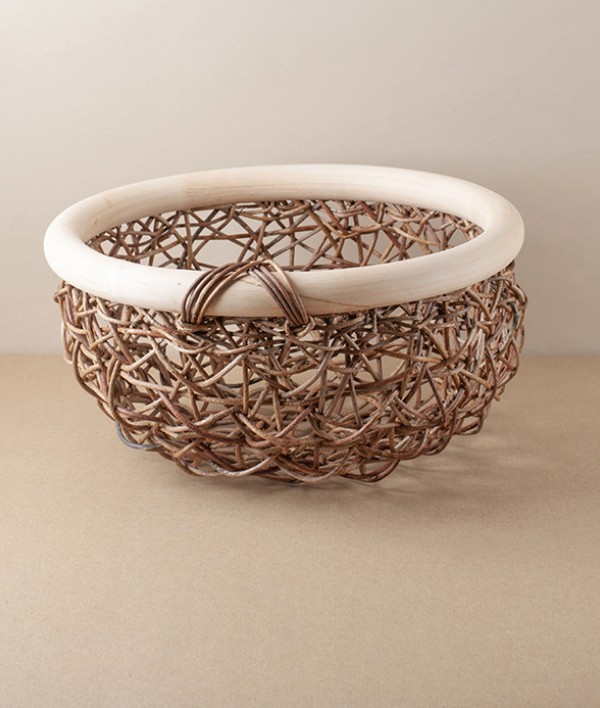 Japanese Akebia Vine & Rattan Basket, Round