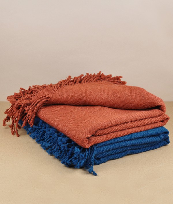 Espina de Pescado Alpaca Throw, Marine