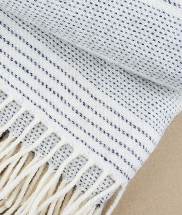 Irish Alpaca / Wool Throw, Natural Stripe