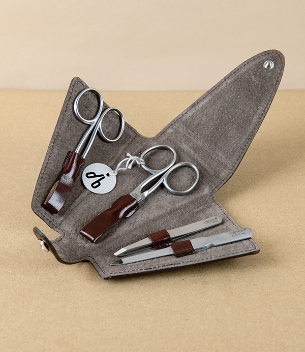 Alpen Four-Piece Pocket Manicure Set in Leather Case