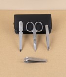 Alpen Four-Piece Manicure Set in Zippered Leather Pouch