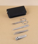 Alpen Four-Piece Manicure Set in Zippered Leather Pouch