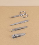 Alpen Four-Piece Manicure Set in Zippered Leather Pouch
