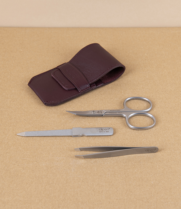 Alpen Three-Piece Pocket Manicure Set in Leather Pouch