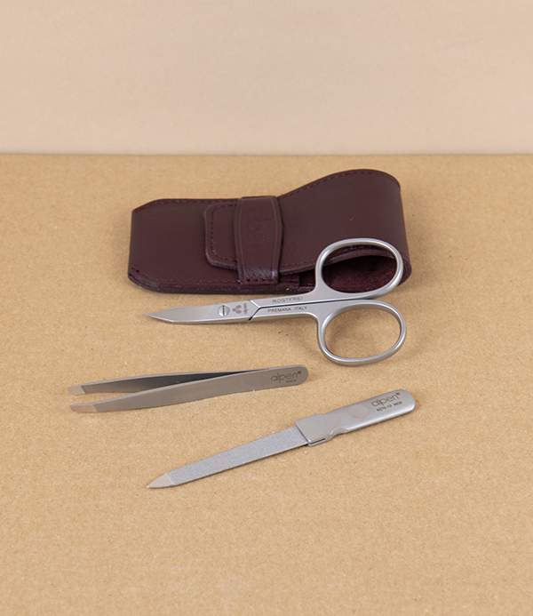Alpen Three-Piece Pocket Manicure Set in Leather Pouch