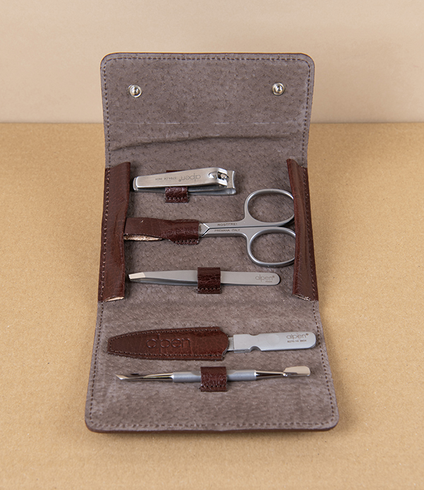 Alpen Five-Piece Manicure Set in Leather Pouch