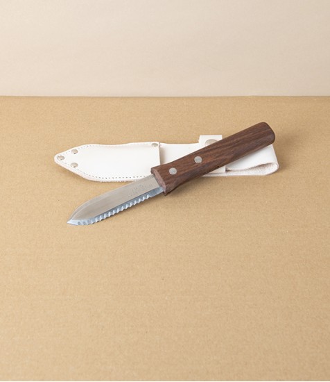 Mini Hori-Hori Gardening Knife, Walnut, with Natural Leather Sheath