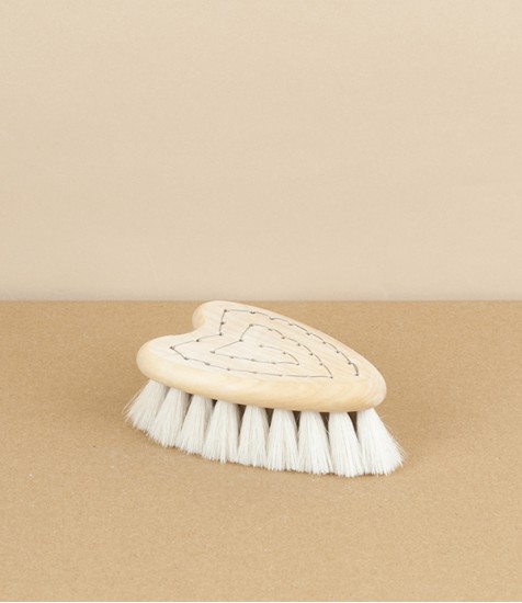 Swedish Heart-Shaped Baby Brush, Goat Hair