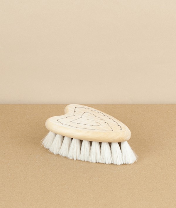 Swedish heart-shaped baby brush, goat hair