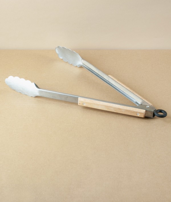 Barbecue Tongs, Beechwood & Stainless Steel