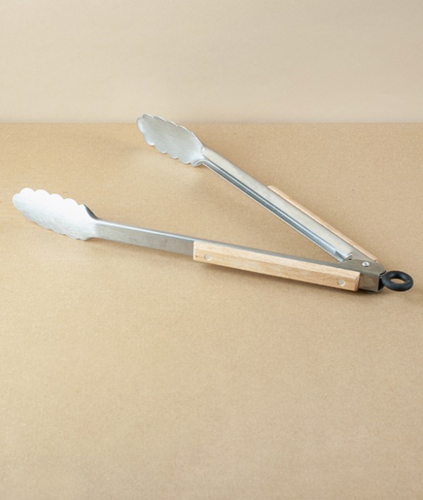 Barbecue Tongs, Beechwood & Stainless Steel