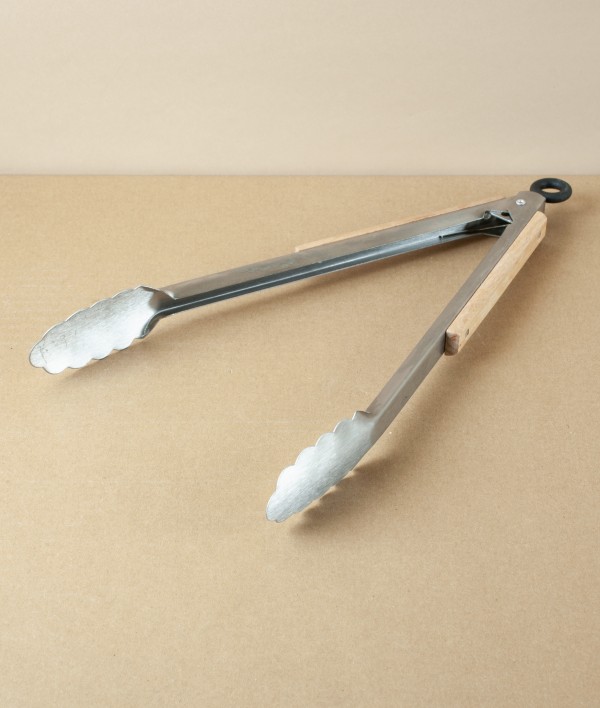 Barbecue Tongs, Beechwood & Stainless Steel