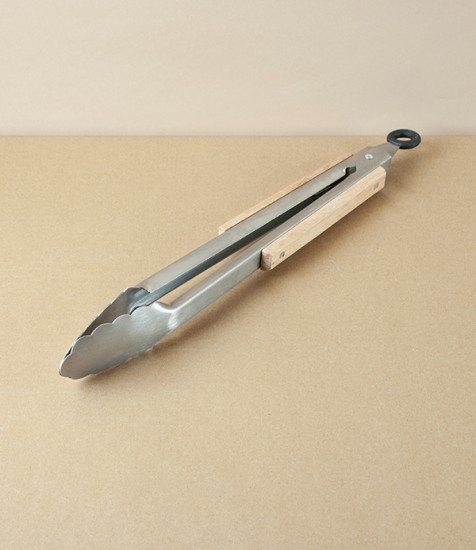 Barbecue Tongs, Beechwood & Stainless Steel
