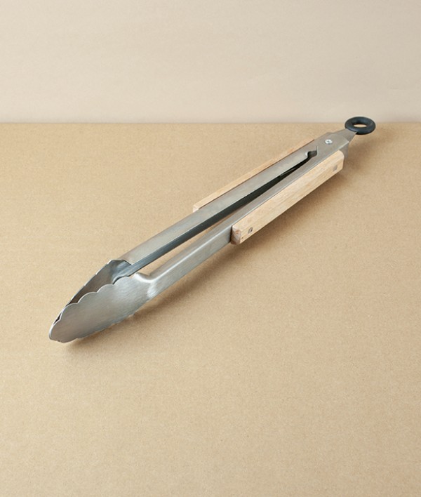 Barbecue Tongs, Beechwood & Stainless Steel