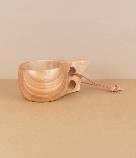 Basic birch Kuksa cup with leather loop