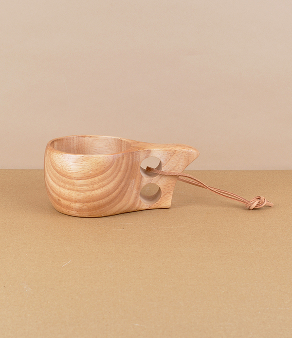 Basic birch Kuksa cup with leather loop