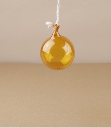 Mouth-Blown Glass Bauble with Hanging Loop, Amber, 5cm