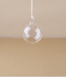 Mouth-Blown Glass Baubles with Hanging Loop, Clear, 5cm, Set of 5