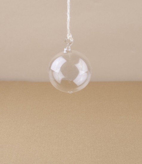 Mouth-Blown Glass Baubles with Hanging Loop, Clear, 5cm, Set of 5
