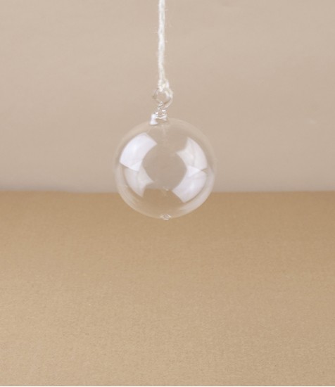 Mouth-Blown Glass Baubles with Hanging Loop, Clear, 5cm, Set of 5