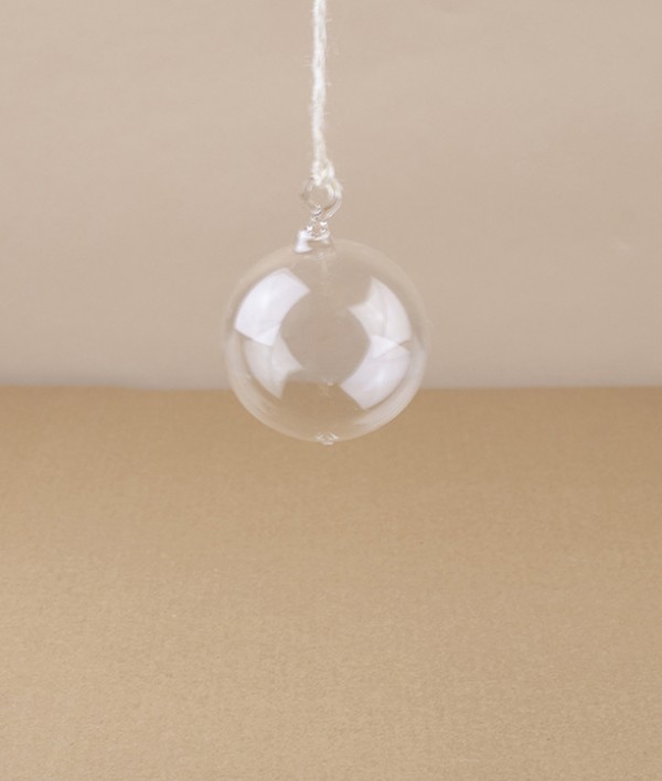 Mouth-Blown Glass Baubles with Hanging Loop, Clear, 5cm, Set of 5
