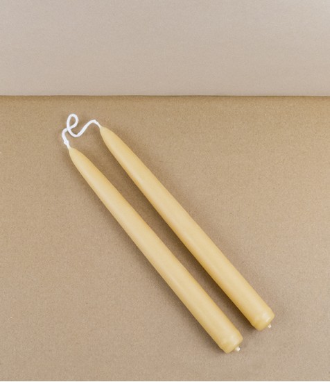 Hand-Dipped Beeswax Dinner Candles, Pair
