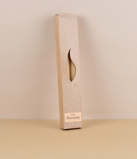 Boxed pair of beeswax dinner candles