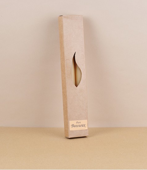 Boxed pair of beeswax dinner candles