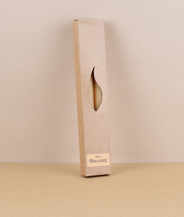 Boxed pair of beeswax dinner candles