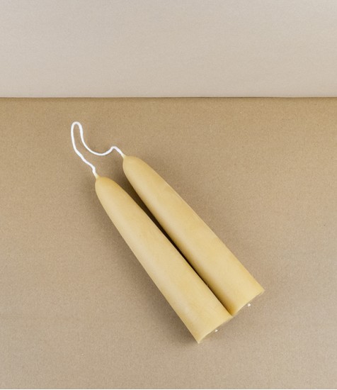 Hand-Dipped Beeswax Giant Stubby Candles, Pair