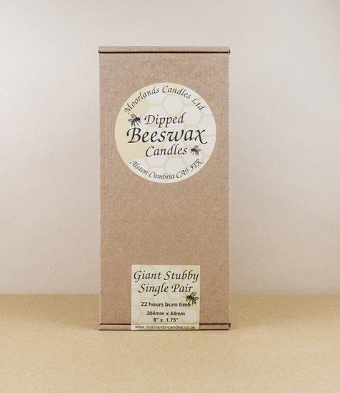 Beeswax giant stubby candles, boxed