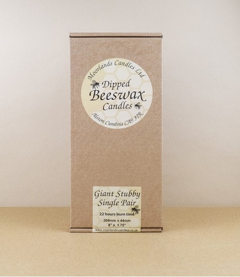 Beeswax giant stubby candles, boxed
